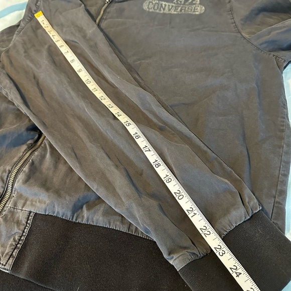 Mens XXL Grey lightweight Converse One Star 1974 Jacket. Full Zip. Black Stripe. - Picture 6 of 10